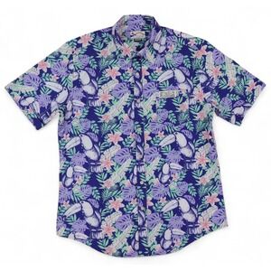 PSI Party Shirt International Button Up Shirt Mens Medium Hawaiian Toucan Floral